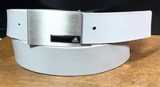 Adidas Gray Leather Belt Sz42 or Smaller Logo Bkl 1.5  Wide GUC