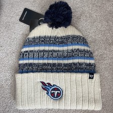 '47 Brand Tennessee Titans Cuffed Winter Knit Beanie Hat Cap Pom NFL Tan