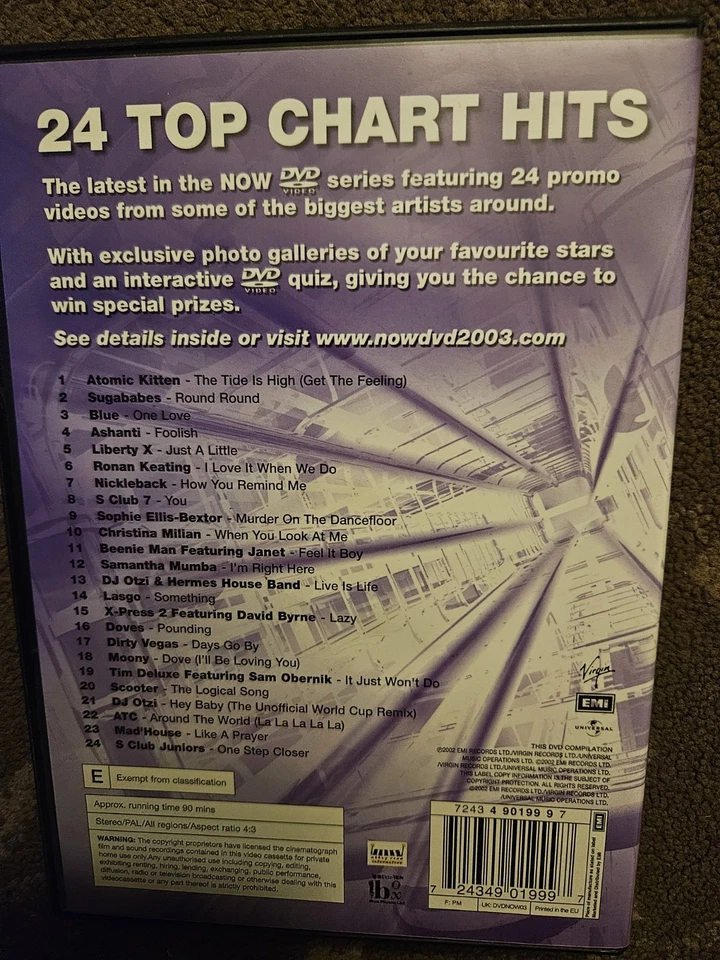 NOW THAT'S WHAT I CALL MUSIC 2003 THE DVD 24 VIDS - Image 2 of 3