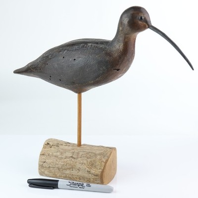 Robert Bob GUGE Signed Shorebird Carving 2003   Driftwood Wildlife Art - 14''