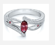 SILVER PINK GEMSTONE RING SIZE 5 6 7 8 9