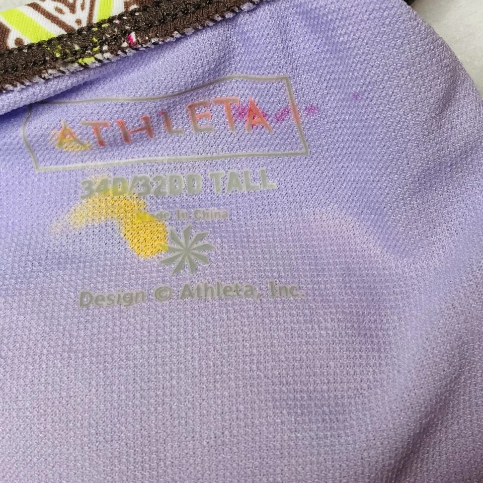 Athleta Tankini Top Brown Paisley Padded Wired Bra Adjust Straps Size 34D - Image 4 of 4