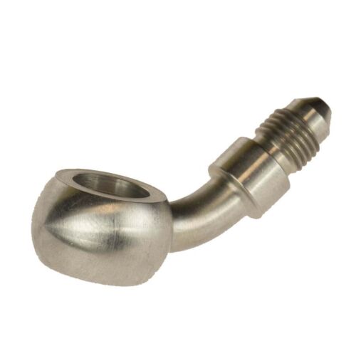 Motamec -3 AN 3/8 UNF - 7/16 Long Neck 45 Degree Stainless Steel Banjo Fitting - Picture 1 of 1