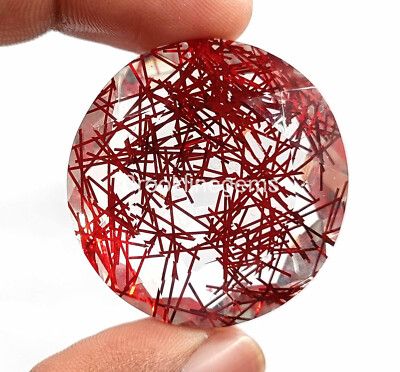 Lab Grown 119 Ct Certified Round Shape Red Rutilated Quartz Loose Gemstone 4JKH