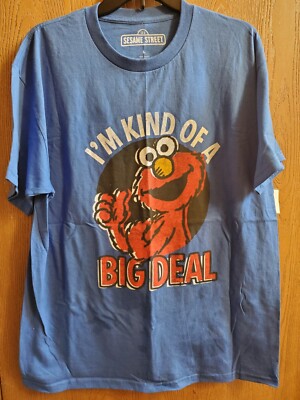 NWT Size L Large Mens Sesame Street Elmo I'm Kind of a Big Deal blue t shirt