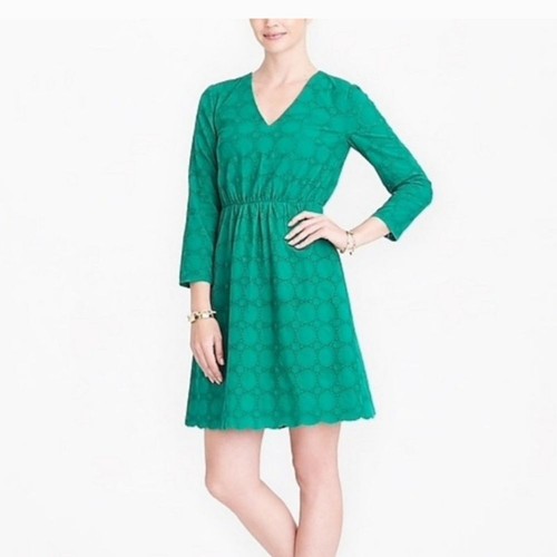 J. CREW Kleid mit Ösen 3/4 Arm Damen 2 grün