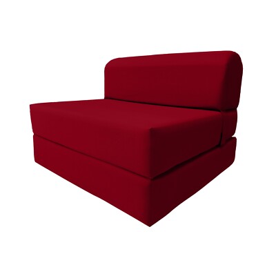 Red Sleeper Chair Folding Foam Bed, Sleepover Convertible Sofa 6 x 36 x 70
