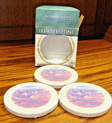 THIRSTYSTONE SANDSTONE (3) COASTERS Grand Canyon National Park~Made In USA   819