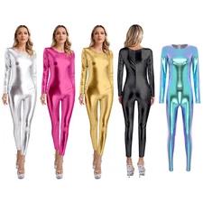 Womens Leotard Long Sleeve Full Body Bodysuit One Piece Jumpsuit Sexy Unitard