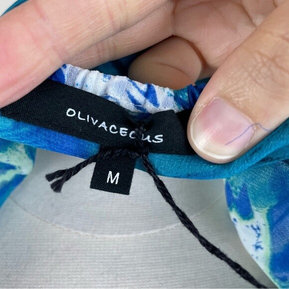 Olivaceous Blue Green White Leopard Swirl Top Women Size Medium | eBay
