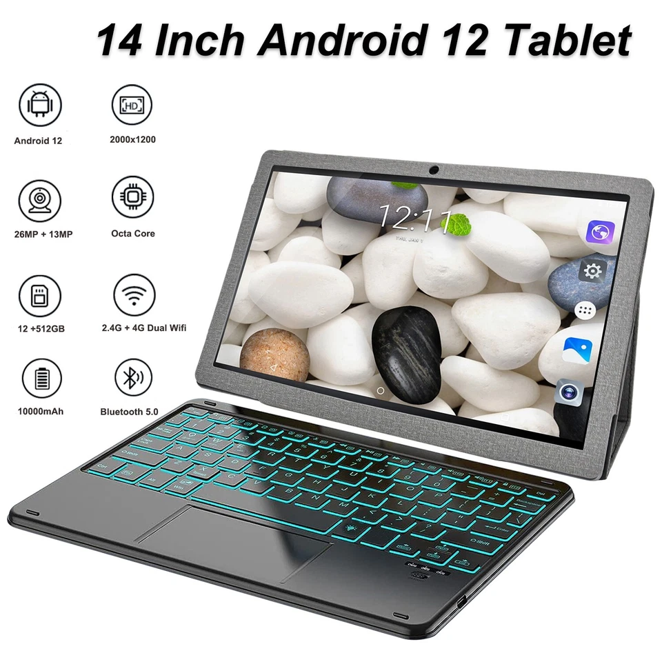 Tablet 14 inch Ultra Big Android 12 Tablets 512GB Storage 12GB RAM IPS Bundle Ke - Image 2 of 4