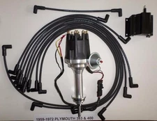 small cap PLYMOUTH 1959-72 383 400 BLACK HEI Distributor,Coil & Spark Plug Wires