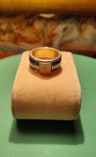 .925 Sterling Silver Blackened Stripe Square Cut Pink Rose Quartz Ring - Sz 9