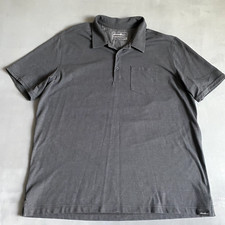 Eddie Bauer Shirt Mens XL Gray Polo Short Sleeve pocket preppy outdoor dad gorp