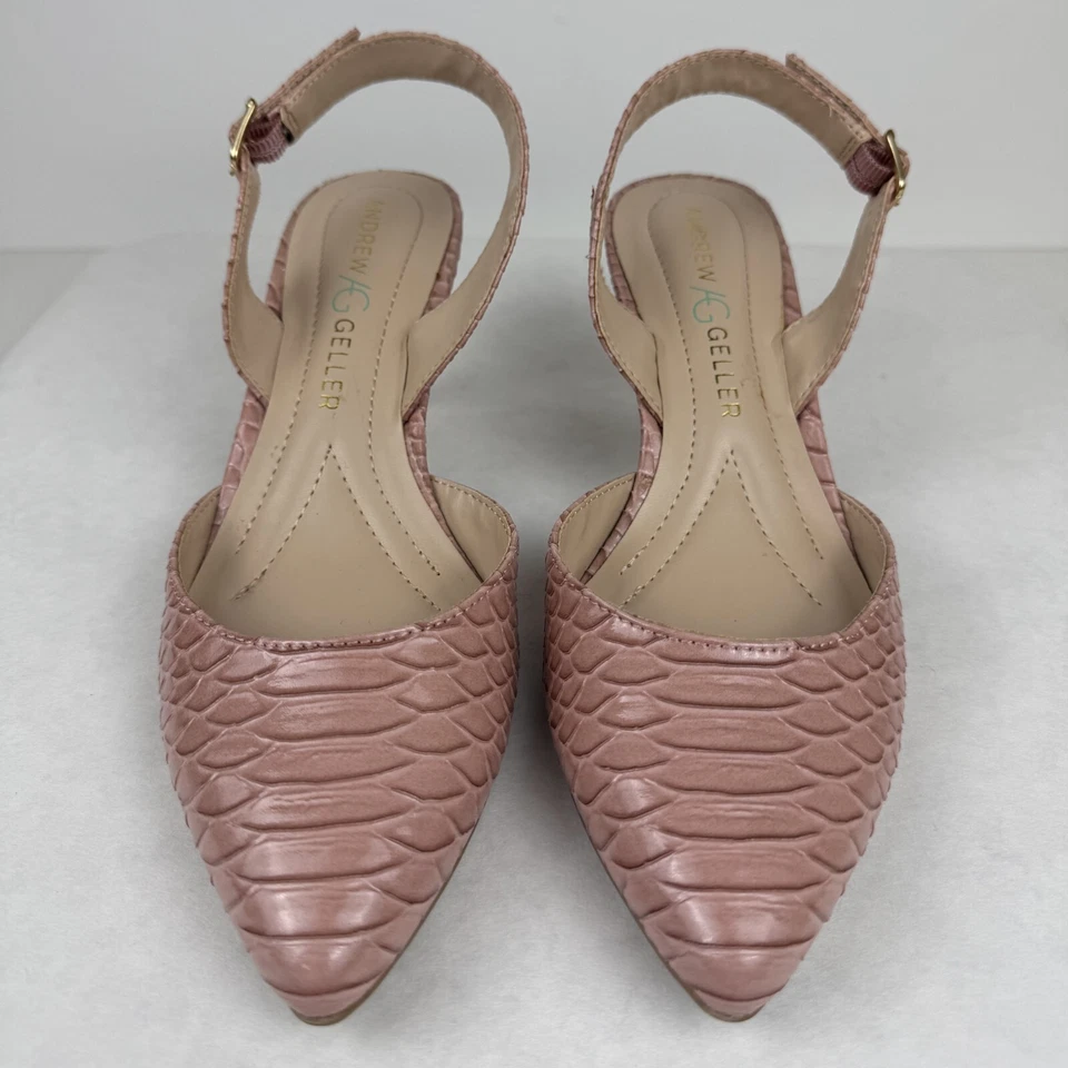 Andrew Geller Neveah Womens Coral Slingback Kitten Heels Pointed Toe Size 7M - Image 2 of 4