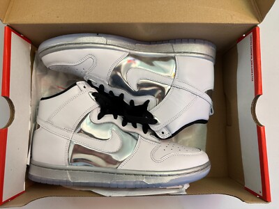 NEW Nike WMNS Dunk High SE Chrome White Metallic Silver DX5928-100 W9 M7.5