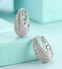2Ct Lab created Round Cut Diamond Women's Huggie Hoop Earrings 14KWhite Gold Fn