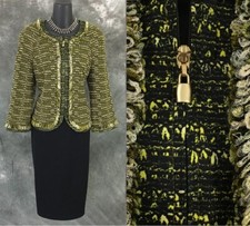 NWT NEW St John jacket knit moss green multi suit blazer size 10