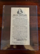 1 OF ONLY 4 IN THE WORLD* 1874 CHARLEY ROSS KIDNAPPING FBI WANTED REWARD POSTER