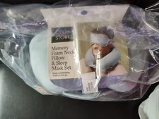 Open Story memory foam neck pillow and sleep mask NEW BLUE Soft Travel pillow