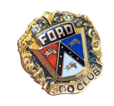 Ford 300 Club Award Pin 10K Solid Gold w/ 2 Diamond Balfour Enamel Coat ...