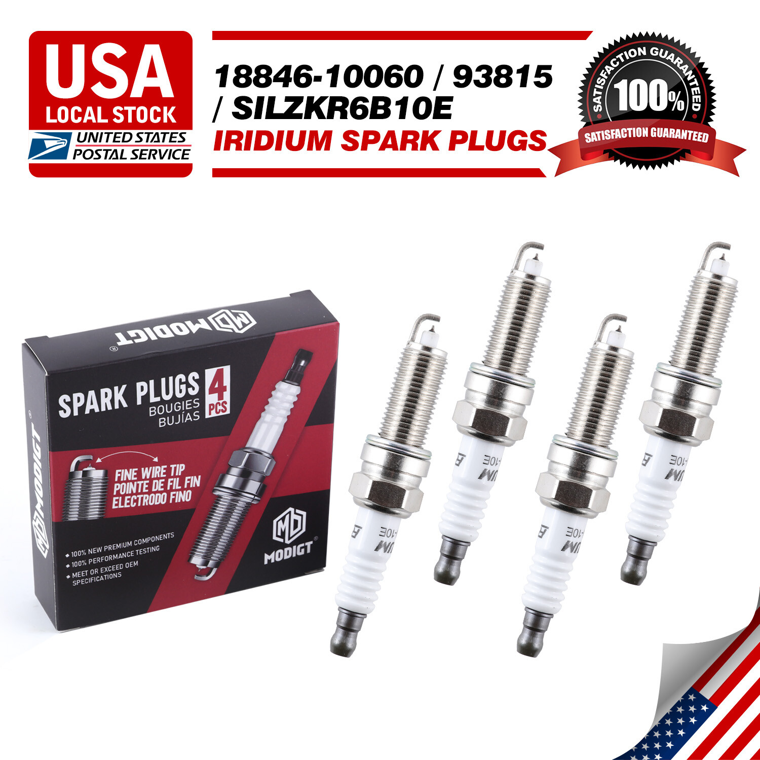 4PCS OEM Iridium 18846-10060 SILZKR6B10E Spark Plugs For Hyundai ACCENT KIA SOUL
