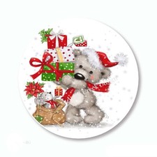 CUTE Bear and Mouse w/Christmas Gifts Favors Scrapbook Stickers Envelope Seals