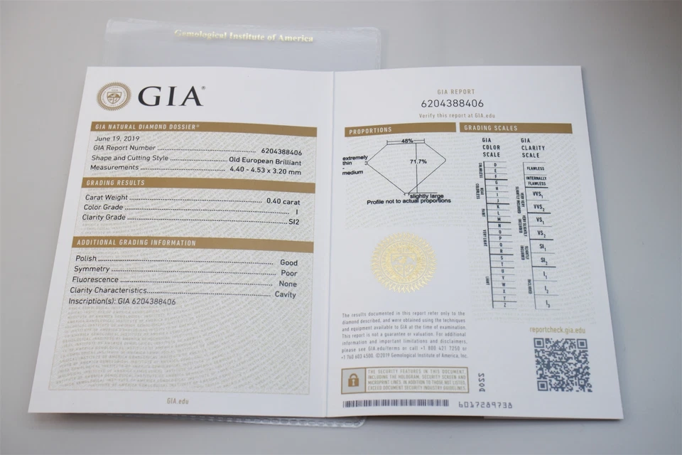 GIA Natural Loose Diamond Old European Brilliant 0.40ct SI2 I VTG Antique Cut - Image 2 of 4