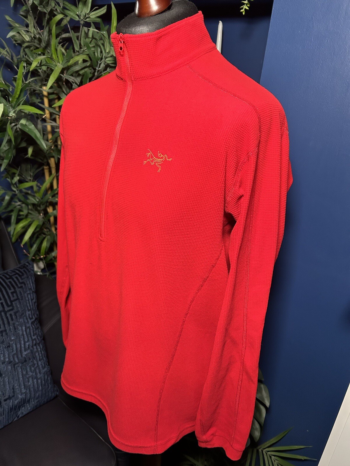 Arcteryx Delta LT Polartec Waffle Knit Fleece Red Mens Large 1/4 Zip Jumper image 5