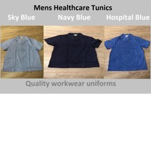 Mens hospital tunic top Nurse Carer Dentist Work wear Healthcare uniform Vet NHS
