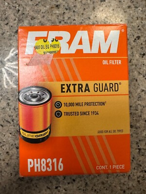 FRAM Extra Guard SureGrip Oil Filter / PH8316 / Conventional & Synthetic Oil NEW