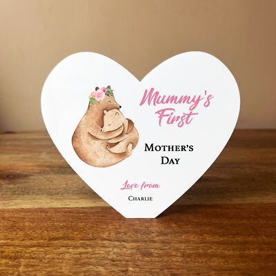 Bär Mama Baby 1. Muttertag Herzform Personalisiert Geschenk Acryl Ornament