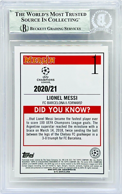 2020-21 Topps Merlin UCL Signed Lionel Messi FC Barcelona #1 BAS