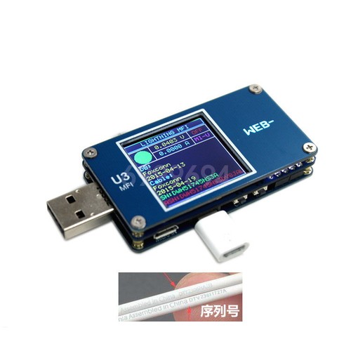 New USB Power Monitor MFI Voltage Current Meter TFT LCD  ARM M3 Type-C USB PD - Afbeelding 1 van 4