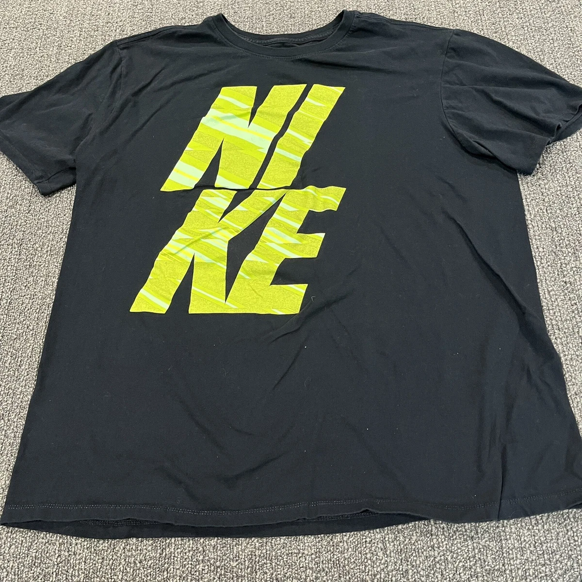 Labe lejer presse Nike Men&#039;s T Shirt XL Logo Graphic Regular Fit Black Neon Yellow  Cotton | eBay