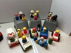 Huge Lot Of 27 Vintage Fischer Price Tots Little People, Vehicles, Big Bird A7