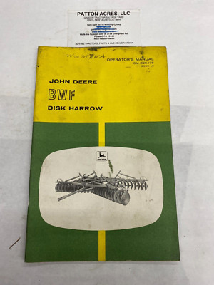 Operator's Manual for John Deere BWF Disk Harrow