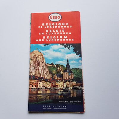 Esso Belgien Luxemburg Road Map Motor Motoring Travel 1958 Oldtimer Benzin USA