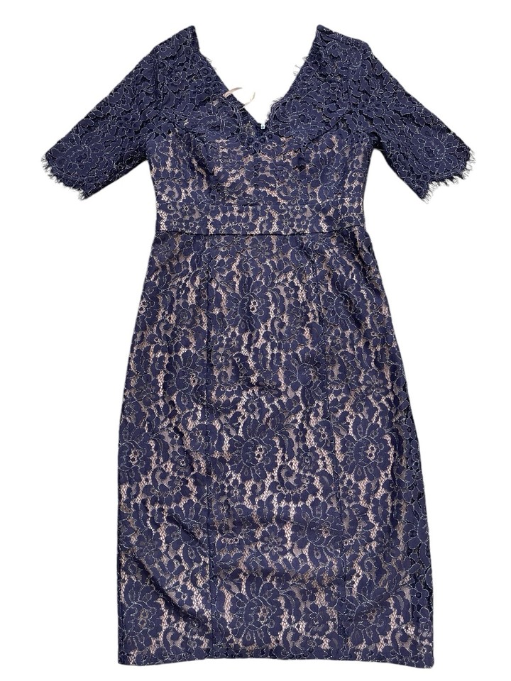 MONSOON Women's Lace Dress Navy Blue Glittery Wedding Party Holiday