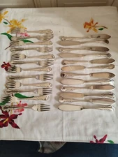 Mappin & Webb 12 fish cutlery 12 forks 12 knives silver plated