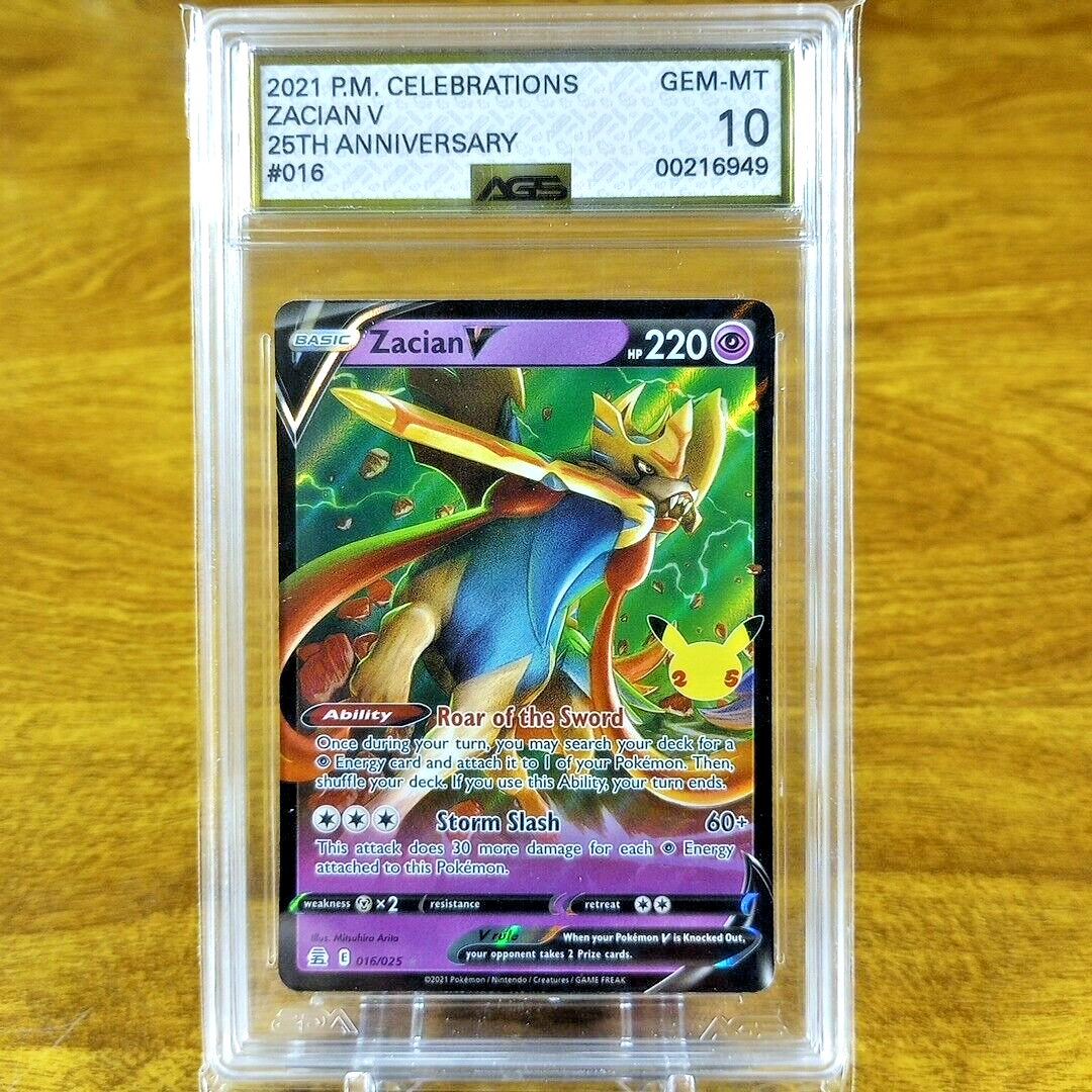 Pokemon Celebrations 25th Anniversary Zacian V 016/025 AGS Gem-MT