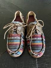 Twisted X Women's Boat Shoe Driving Moc in vibrant Serape/Bomber color Size 7