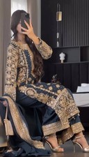 Designer Black Salwar Kameez Plus Size Pakistani Lawn Suit Women Anarkali Dress