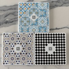 3 Nespresso Porcelain Tile 4" Coasters Limited Edition Portugal