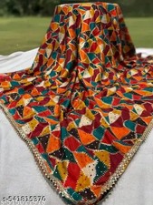 Indians Women's Fancy Chinon Multicolor Handwork Bandhani Dupatta
