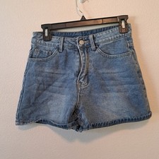 Shein Womens Denim Shorts Medium Wash Blue High Waist Size 26 Jean Shorts