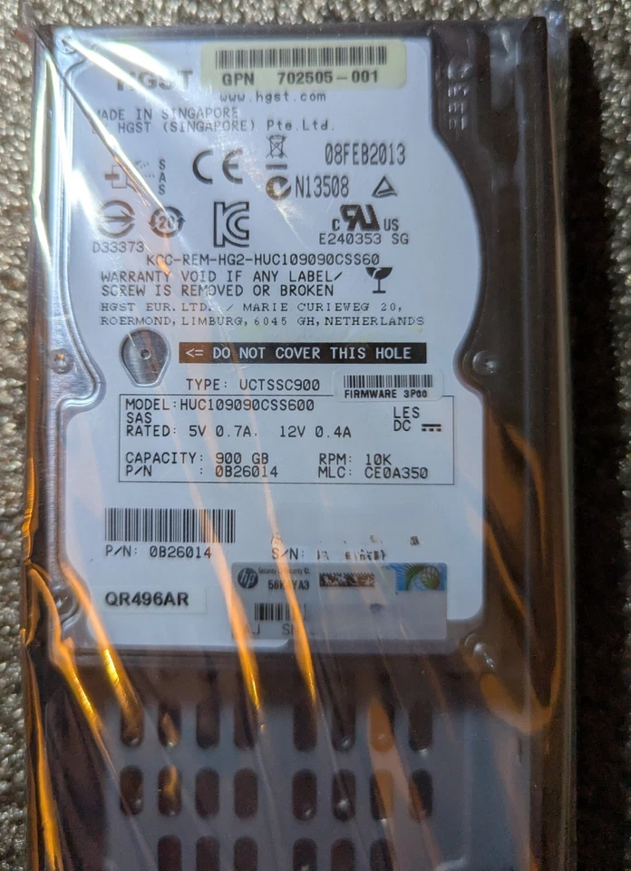 *New* QR496A HP 3PAR M6710 900GB 6G SAS 10K 2.5IN HDD 697389-001 702505-001 - Image 3 of 4