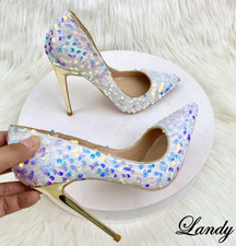 Womens High Stiletto Heels Pumps Color Sequins Shoes Cocktail Party Ball Gown