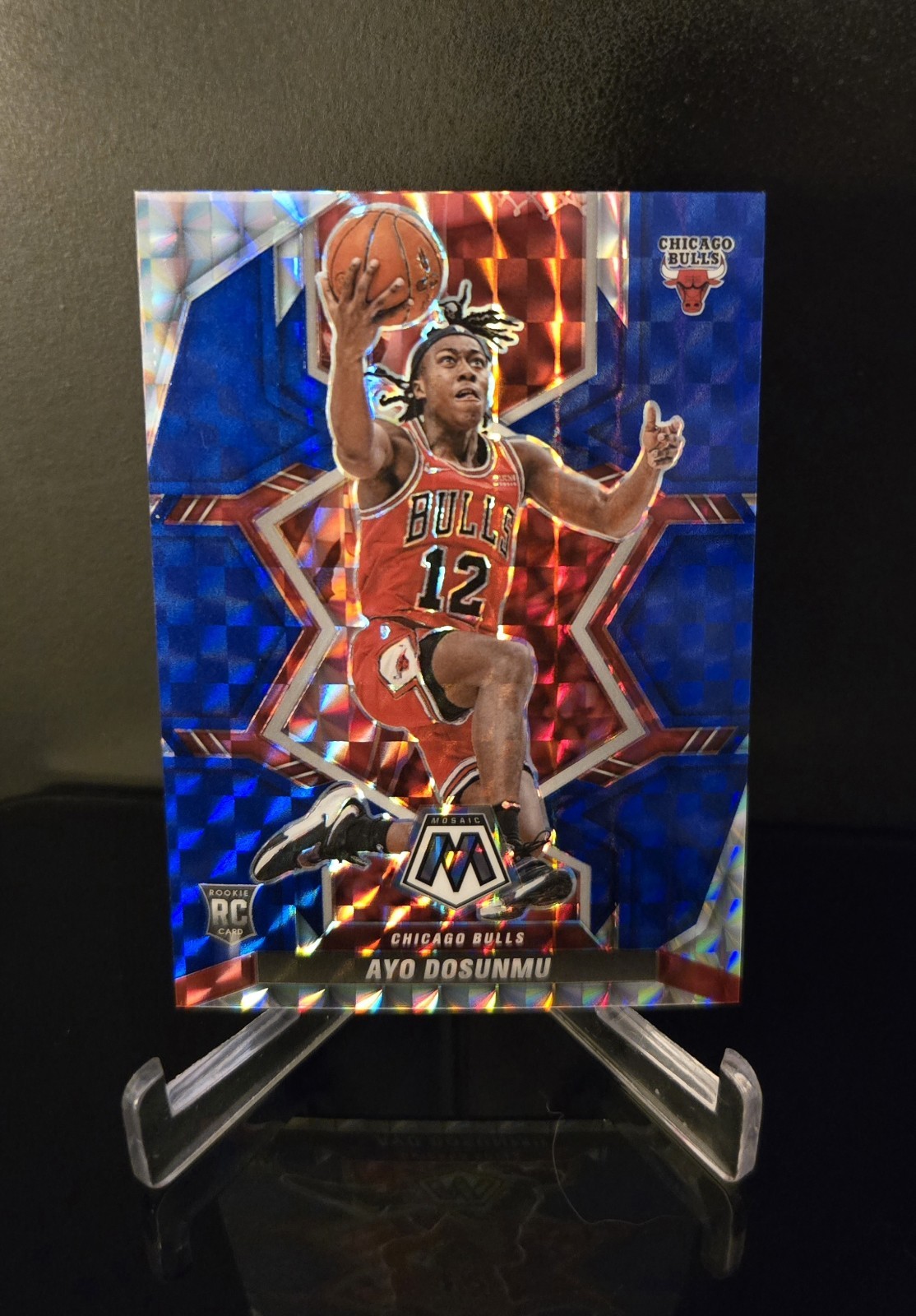 #'d/99 🔥 AYO DOSUNMU RC SP 2021-22 Panini Mosaic Blue Prizm Rookie Card #233