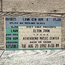 Elton John Concert Ticket Stub 8-25-1992 Riverbend Music Center Cincinnati